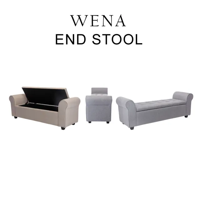 【E-home】Wena薇娜歐式拉扣布面扶手收納長凳 2色可選(穿鞋椅 椅凳 玄關 床尾椅)