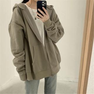 【D.studio】韓版寬鬆慵懶拉鍊連帽外套(連帽上衣上衣女裝衣服外套薄外套罩衫防曬外套長袖上衣 J32)