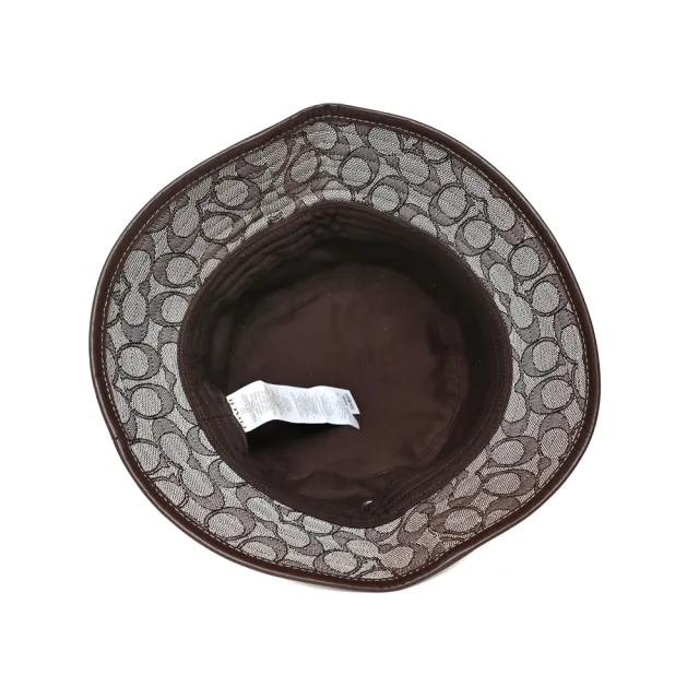 【COACH】緹花織布Logo棉質漁夫帽(咖啡)