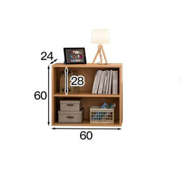 【E家工廠】書架 書櫃 收納架  展示書架 簡易書架  落地書架 櫃子 白色儲藏櫃(241-KC两格櫃（原木色）)