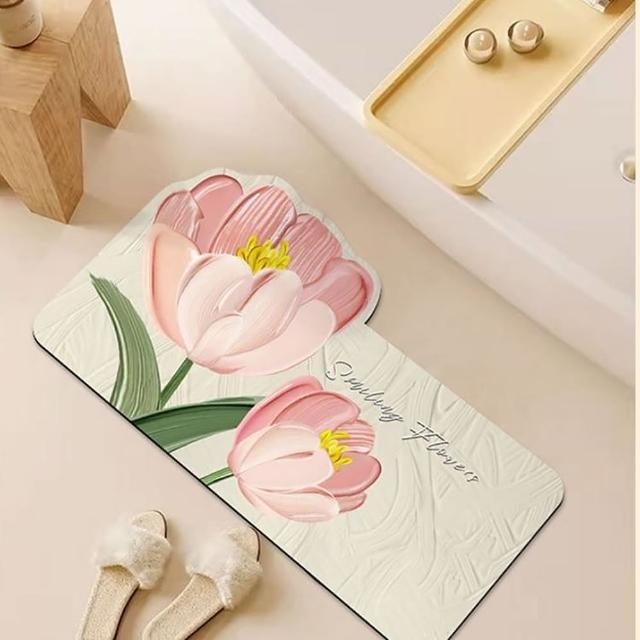 【JEN】花朵浴室吸水防滑地墊40*60cm(2款可選)