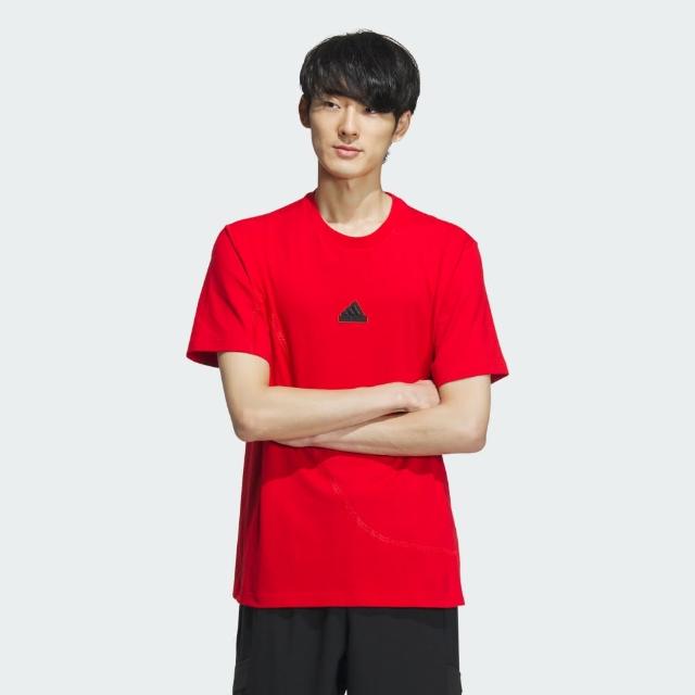 【adidas 愛迪達】上衣 男款 短袖上衣 運動 CM GFX TEE 紅 IT3993