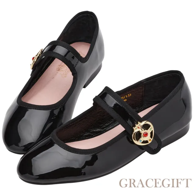 【Grace Gift】美少女戰士Crystal變身器飾釦平底瑪莉珍鞋