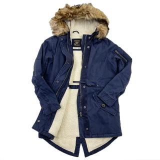 【Superdry】女大衣 長版大衣 抽繩 修身 深藍 厚刷毛 搖粒絨 連帽 平輸品(連帽8448EI2)