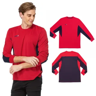 【SASAKI】透氣快速吸濕排汗圓領長袖上衣 男 紅/丈青(836175)