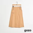 【gozo】MOMO獨家款★限量開賣 造型口袋後鬆緊圓裙(三色)