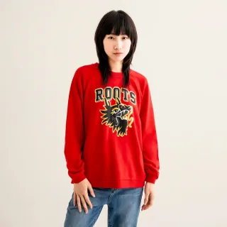 【Roots】Roots 女裝-舞龍新春系列 毛圈布寬版圓領上衣(紅色)