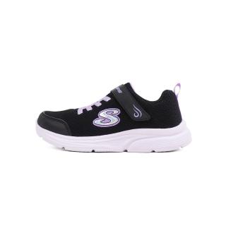 【SKECHERS】Wavy Lites 童鞋 休閒鞋 運動 休閒 緩震 魔鬼氈 舒適 黑(303522LBLK)