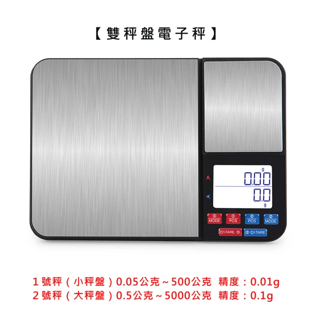 【Life shop】雙秤盤電子秤 500g/5000g(廚房秤 料理秤 烘焙秤)