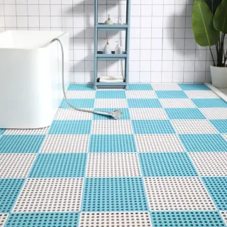 【媽媽咪呀】12片日式氣血循環穴點按摩健康止滑墊浴室拼接地墊-彌生點點款(浴室地墊)