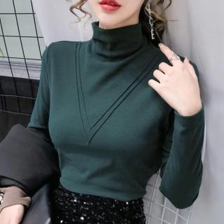【Amirr 艾米爾】★半高領雙面德絨設計款上衣(女上衣/長袖/修身)