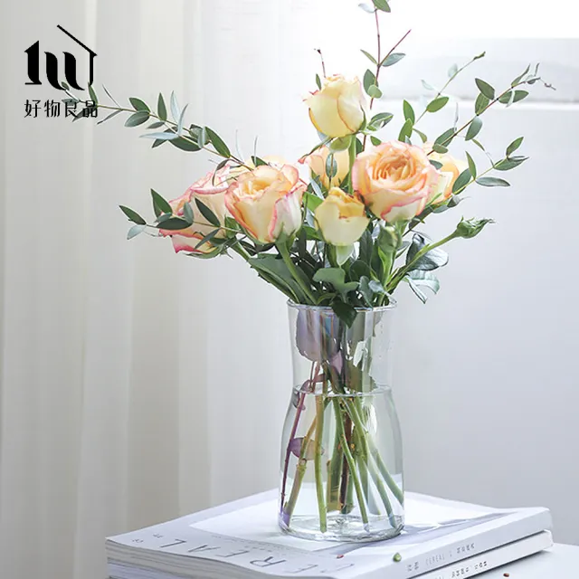 【好物良品】INS風雙色漸變手工玻璃花瓶(五款任選｜花藝花器 插花裝飾品 桌面餐桌擺飾)
