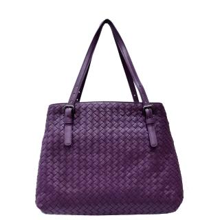 【BOTTEGA VENETA 寶緹嘉】624019 經典手工編織小羊皮雙提把托特包(紫色)