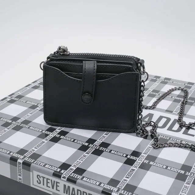 【STEVE MADDEN】鏈帶卡夾式斜背小廢包禮盒(黑色)