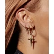 【LUV AJ】好萊塢潮牌 銀色十字架耳環 小圓X垂墜式2用耳環 CROSS HOOPS(十字架)
