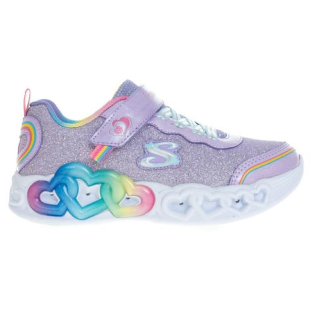 【SKECHERS】Infinite Heart Lights 中童 女童 休閒鞋 燈鞋 紫彩(303751LLVMT)