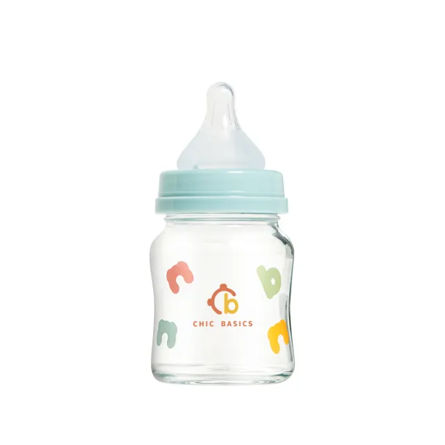 【奇哥官方旗艦】CHIC BASICS哺育奶瓶組：耐熱玻璃寬口奶瓶2大＋1小(加贈寬口專利自動吸管組)