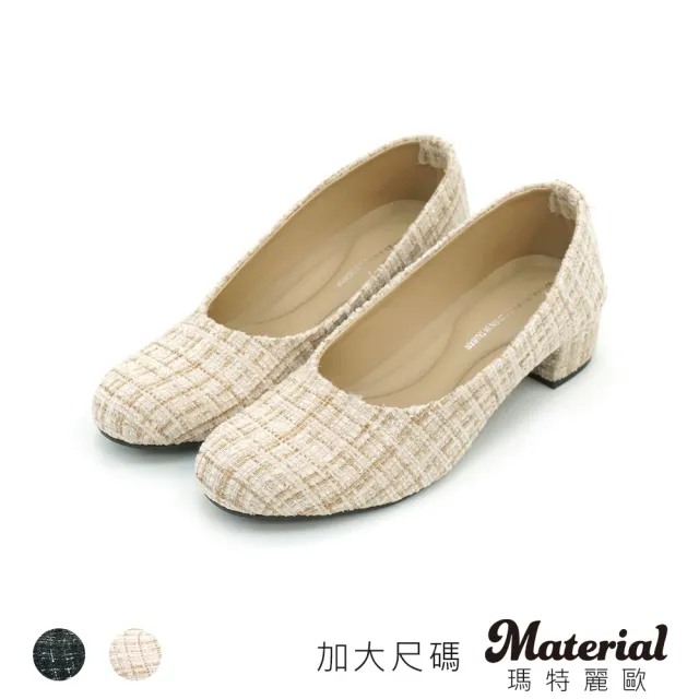 【MATERIAL 瑪特麗歐】女鞋 跟鞋 MIT加大尺碼質感拼接布面跟鞋 TG72806(跟鞋)