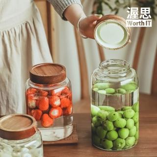 【渥思】日式相思木密封玻璃罐-1250ml-2入組(梅酒罐.醃漬瓶.儲存罐.釀酒瓶)