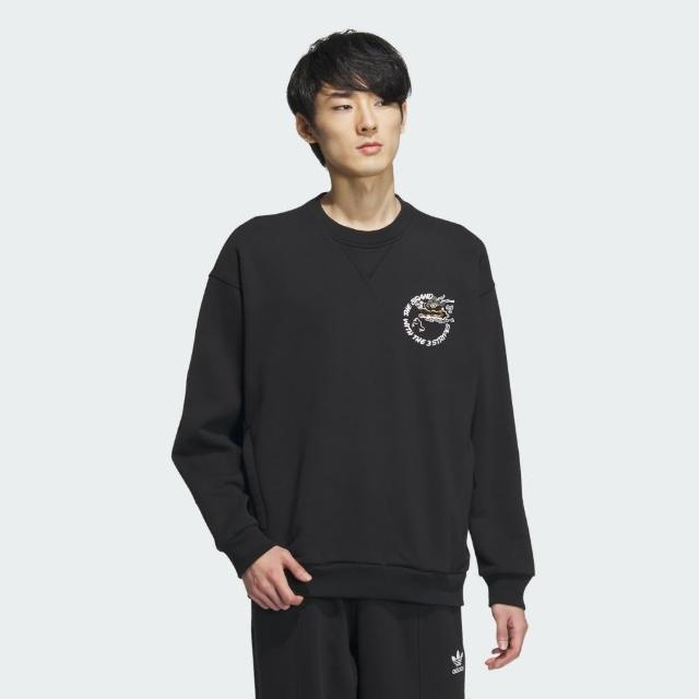 【adidas 愛迪達】上衣 男款 長袖上衣 運動 大學T CNY 龍年 亞規 FT CREWNECK OR 黑IX4236