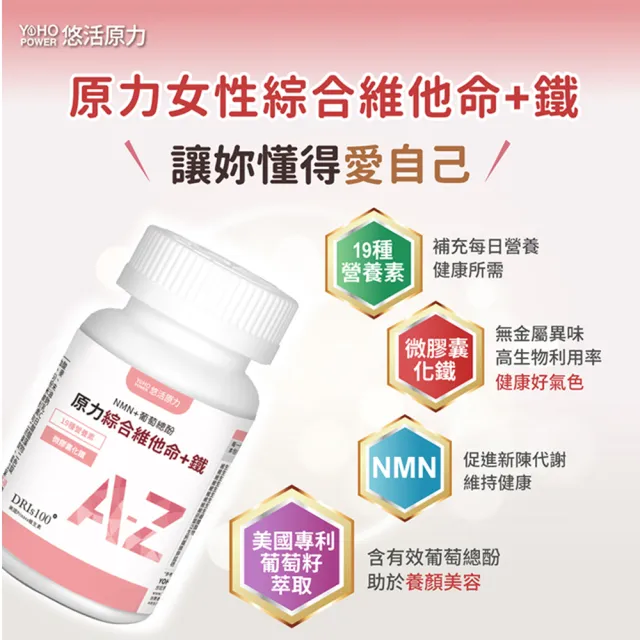 【悠活原力】原力女性綜合維他命+鐵膜衣錠1盒(60錠/盒)