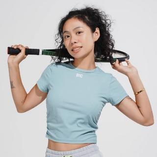 【FIZZCOCO】現貨58 雲柔速乾T恤 女高彈速乾及腰抽褶豎條紋短袖上衣 共2色(橡皮白/晨霧藍)