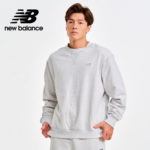 【NEW BALANCE】NB 螺紋拼接棉質長袖上衣_MT41506AHH_男性_淺灰色(美版)