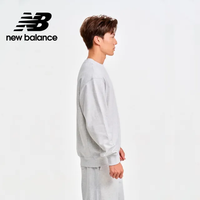 【NEW BALANCE】NB 螺紋拼接棉質大學T/長袖上衣_MT41506AHH_男性_淺灰色(美版)