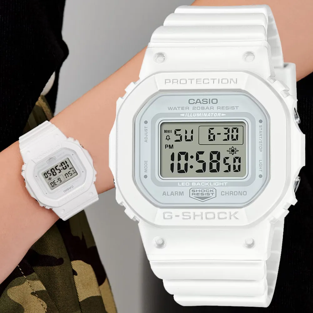 【CASIO 卡西歐】G-SHOCK WOMEN 時尚休閒方形電子腕錶 禮物推薦 畢業禮物(GMD-S5600BA-7)