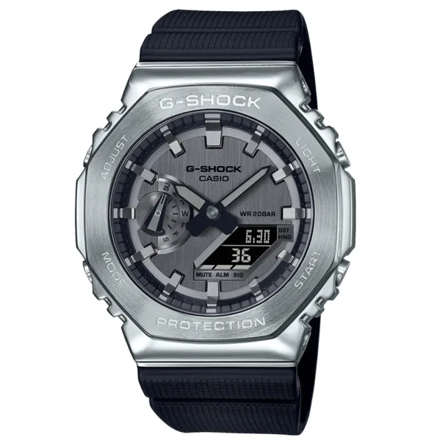 【CASIO 卡西歐】G-SHOCK  時尚金屬八角雙顯腕錶 送禮推薦 禮物(GM-2100-1A)