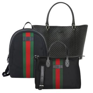 【GUCCI 古馳】經典GG LOGO皮革壓紋緹花布面購物包/後背包(款式任選)