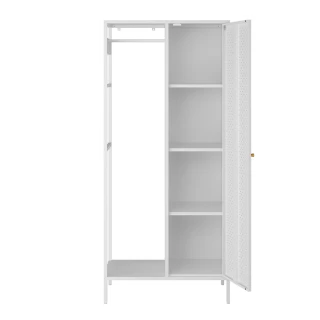 【Levivo】北歐極簡風多功能單門開放式衣櫃 白色(鐵櫃 置物櫃)