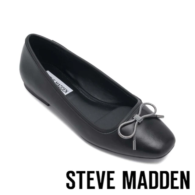 【STEVE MADDEN】SEEMLY-M 蝴蝶結平底娃娃鞋(黑色)
