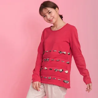 【Kinloch Anderson】格紋緞帶滿滿針織上衣 金安德森女裝(KA0265922 紅/灰)