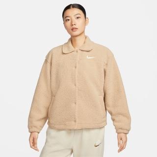 【NIKE 耐吉】仿羊羔絨夾克 休閒外套_女_棕色_AS W NSW COLLARED SHERPA JKT(FB8708200)