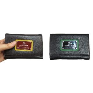 【SNOW.bagshop】中夾100%進口牛皮革材質(中型皮夾三折暗釦主袋口中性款多夾層男女適用)