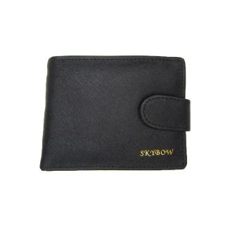 【SNOW.bagshop】短夾中性皮夾進口專櫃防水防刮皮革(皮帶暗釦二折主袋加長型暗釦蓋式零錢外袋)