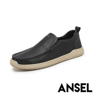 【ANSEL】真皮樂福鞋/真皮舒適百搭經典休閒樂福鞋-男鞋(黑)