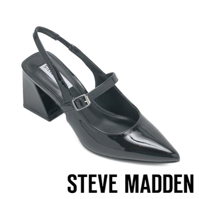 【steve madden】HAILSEY 尖頭繞踝粗跟高跟鞋(黑色)