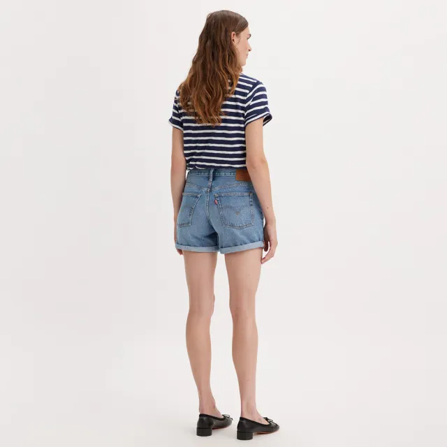 【LEVIS】女款 501中腰排釦牛仔短褲 / 固定式上捲褲管 / 精工輕藍染水洗 熱賣單品 29961-0035
