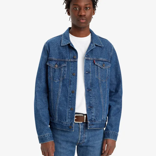 【LEVIS 官方旗艦】男款 TYPE 3經典修身牛仔外套 / 提花壓印 / 藍 熱賣單品 72334-0408