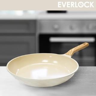 【韓國EVERLOCK】鈦晶不沾鑽石平底鍋28cm-松露白