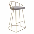 【E-home】Saige賽吉絨布金框網美吧檯椅-坐高74cm 4色可選(高腳椅 網美 工業風)