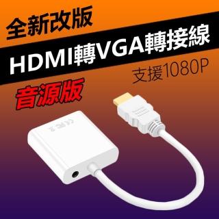 【LineQ】HDMI to VGA轉接線 HDMI轉VGA 電腦轉電視-音源版-白色