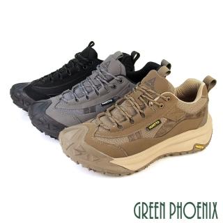 【GREEN PHOENIX 波兒德】男 登山鞋 戶外 防潑水 休閒鞋 輕量 吸震減壓 透氣 綁帶 真皮(棕色、灰色、黑色)