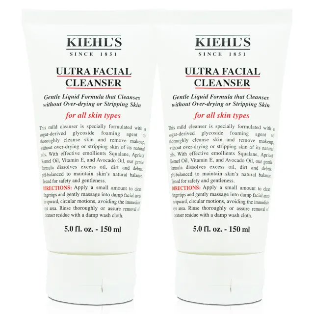 【Kiehl’s 契爾氏】冰河保濕潔面乳 150ml*2(百貨專櫃貨)