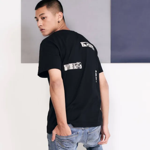 【5th STREET】中性 短袖 短t 上衣 t恤 TEE 防疫 動漫 棉質 黑色(5A7002)