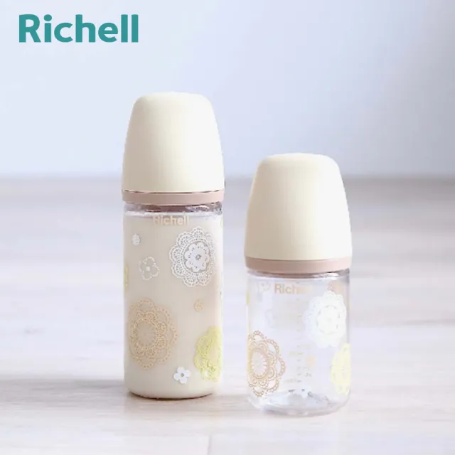 【Richell 利其爾】官方授權_ TA 朵朵開寬口奶瓶 160 ML(0-3m 奶嘴頭)