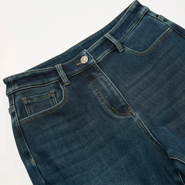 【ILEY 伊蕾】超暖厚磅內刷絨牛仔褲(藍色；M-2L；1234338601)
