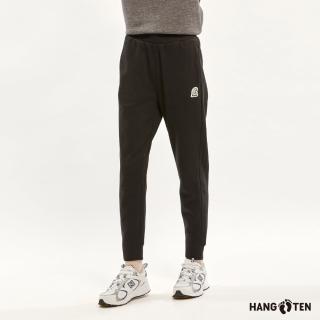 【Hang Ten】女裝-恆溫多功能-JOGGER FIT抗菌除臭刷毛保暖彈性抽繩休閒運動長褲(黑)